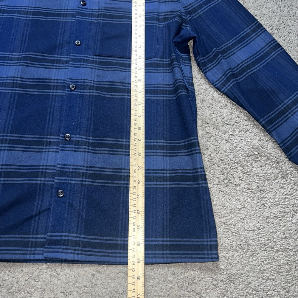 Lululemon Flannel Shirt Men's Medium Soft Knit Overshirt Snap Blue Black Plaid - Picture 3 of 5
